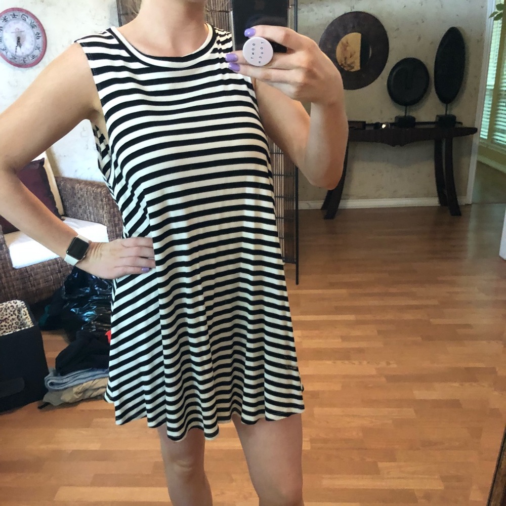 Black and White Striped Shift Dress